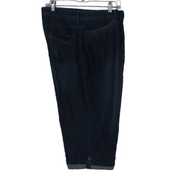 Gloria Vanderbilt Skimmer Jeans Womens 14 Blue Denim Capri Cuffed Dark Wash - Picture 1 of 11